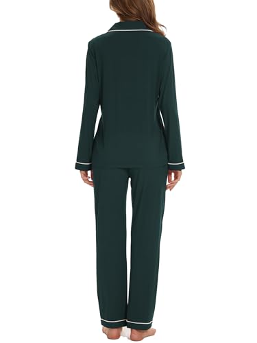 Image of Button Up Pajamas for Women Long Sleeve Sleepwear Soft Loungewear Ladies Pjs Set XS-XXL