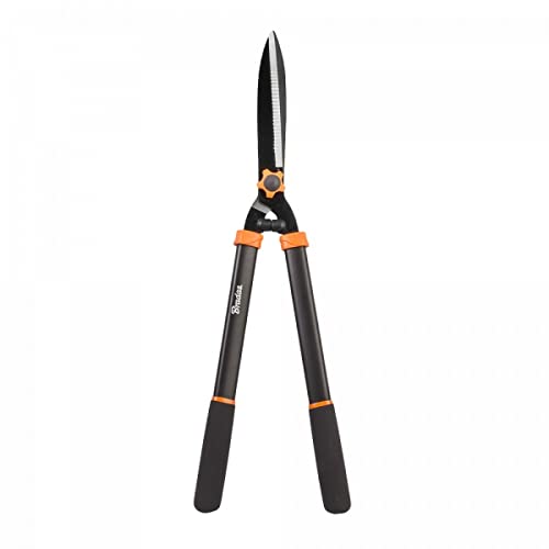 R.G. Heckenschere Hand Gartenschere Strauchschere Grasschere Astschere Stahl Hecke (Schere Klinge 20cm Länge 60cm), Schwarz/Orange