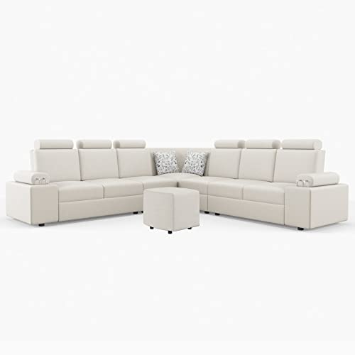 Sekar Lifestyle L Shape Corner Sofa Set for Living Room [with Steel Handles] (Beige, 6 Seater with 1 Curved Box Moda) (B09X9GG68M) Amazon Price History, Amazon Price Tracker