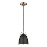 Sea Gull Lighting Norman 1 Light Small Pendant with Satin Brass Finish
