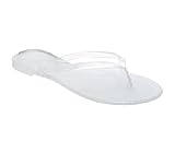 Libbook Womens Flip Flops Thong Sandals Jelly Shoes Flat for Ladies Dress Slides Clear Slippers Size 8 Slip On Summer Beachy