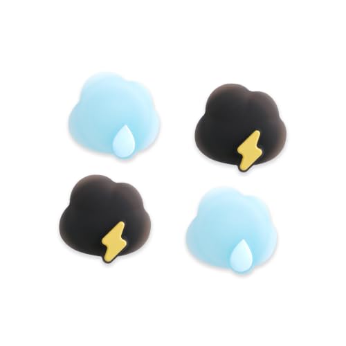 Image of GeekShare Thumb Grips, Cute Weather Mood Silicone Joystick Caps, Lightning Rain Cloud Design Analog Stick Covers Compatible with Nintendo Switch /OLED /Lite, 4PCS