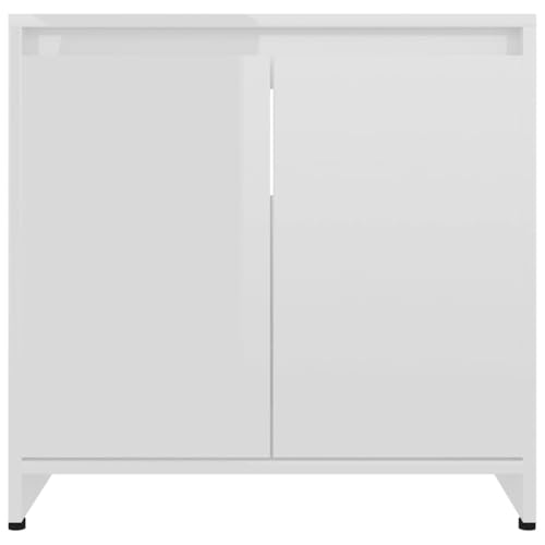 Armario de baño blanco brillante de 60x33x61 cm en madera de ingeniería 7