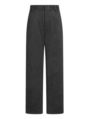 Kids Boys School Uniform Pants Pull On Elastic Waistband Trousers Flat Front Dress Pants