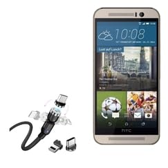 BoxWave Cable Compatible with HTC One (M9 2015) - MagnetoSnap AllCharge Cable, Magnet Charging Cable USB Type-C Micro USB - Jet Black