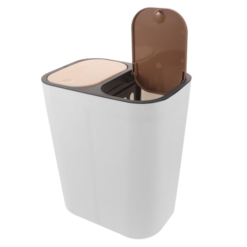 Caneca de basura rectangular con doble compartimento y tapa
