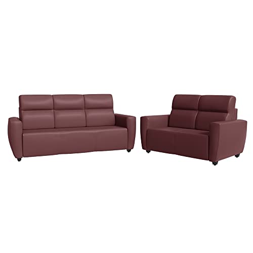 Image of Wakefit Sofa Set for Living Room | 3 Years Warranty | Sofa Set, 3+2 Seater Sofa, Wooden Sofa Set for Living Room, 5 Seater - Belize (Fabric, Sangria)