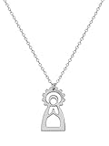 MAJALE Cadena con Medalla Virgen de Lourdes, Collar Religioso de Acero Inoxidable Hipoalergénico para Mujer y Niña, Cadena Ajustable 40-45 cm, Joya Religiosa de Protección y Fe (Plata)