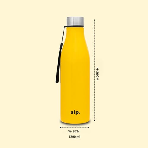 Image of Clay Craft VACBOTT Bingo Single Walled Non Insulated Water Bottle-1200ML, 6-Piece(Yellow) Leak Proof | Easy Grip |Easy To Carry| Gym Bottle | Home | Kitchen | Hiking | Treking Bottle | Travel Bottle