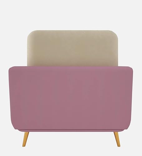 Image of Black Wood Modern Montez Luxurious Velvet 1 Seater Sofa for Bedroom, Living Room, Dining Room, Drawing Room, Home Office in Bug Resistant Wood (Pink & Beige, 1 Seater)
