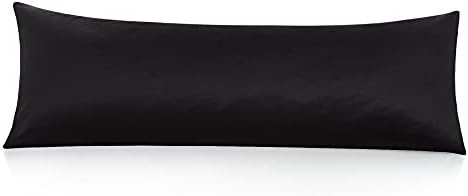 Leeden Body Pillow Cover, 100% Cotton, 800 Thread Count, Soft Breathable Long Pillow Case, Envelope Closure (Black, 21"x 54")