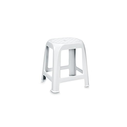 Stefanplast Tabouret en Plastique pour Salle de Bain, 41 x 35 x 46 cm, Blanc, cm 41x35x46h