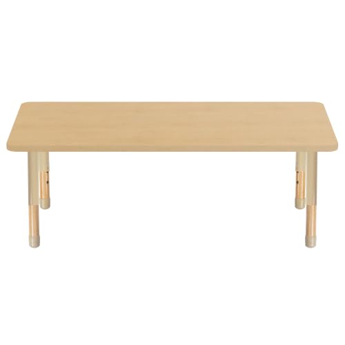 Image of 30 inch x 60 inch Rectangle Kids Classroom Table with Adjustable Chunky Wood Legs