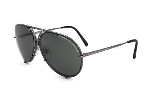 Porsche Design P8478 Iconic Sunglasses (60mm, C - Grey Mat/Lens - Green/Extra Lens - Dark Orange, Silver Mirrored)