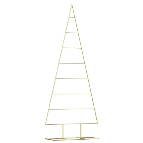 vidaXL Metall Weihnachtsbaum Gold 150 cm Pulverbeschichteter Stahl,...