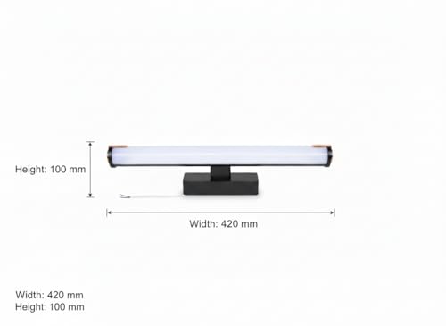 Image of Rosegold | PVC Black Body | Dressing Table |Rose Chrome Finish | Bathroom Mirror | Vanity | Picture | Cabinet | Adjustable | Wall Mounted Light. 2 Year Warranty. (Black Rose, 12w)