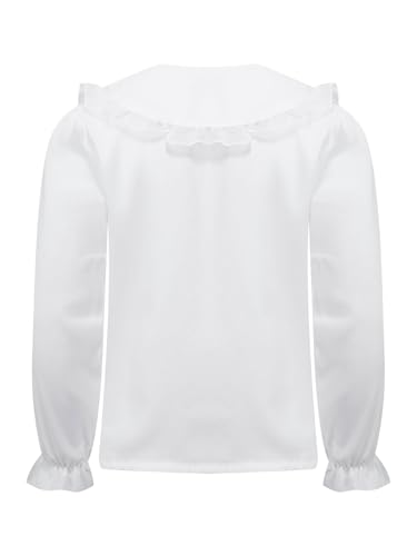 Uniform Shirts for Girls Ruffle Doll Collar Long Sleeve Button Down Bowtie Blouse Tops2