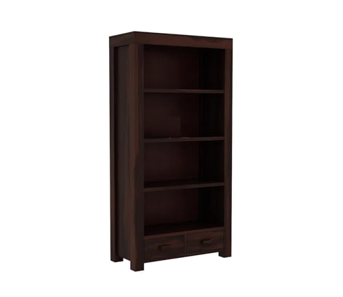Image of Solid Wood Book Shelf with Racks Storage| Library Bookshelf | Wooden Book Cabinet Office & Home Living Room| Bookcases Furniture