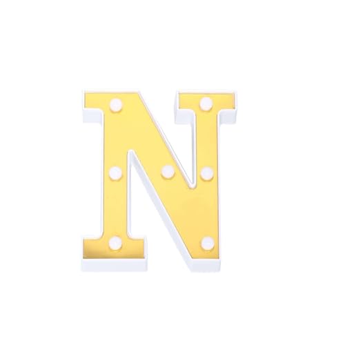 Image of Efavormart 6 inch Gold Marquee Letter N, Mirror Front Warm White LED Light Up 3D Sign, Battery Operated 72H Glow for Wedding Party & Wall Decor