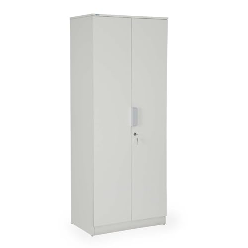 Image of Nilkamal Joyce 2 Door Wooden Wardrobe for Bedroom | Almirah with 3 Shelves & 1 Hanging Rod| Clothes Cupboard | Engineered Wood | Frosty White