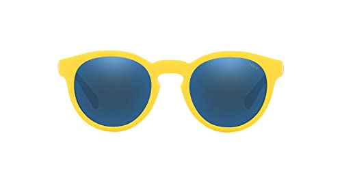 Polo Ralph Lauren Men's PH4184 Round Sunglasses, Blue Mirrored, 49 mm