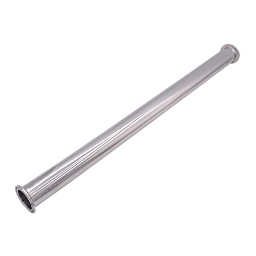 Dernord Sanitary Spool Tube With Clamp Ends,Stainless Steel 304 Seamless Round Tubing With 1.5 Inch Tri Clamp 50.5Mm Ferrule Flange (Tube Length: 24 Inch / 610Mm) #TOP14