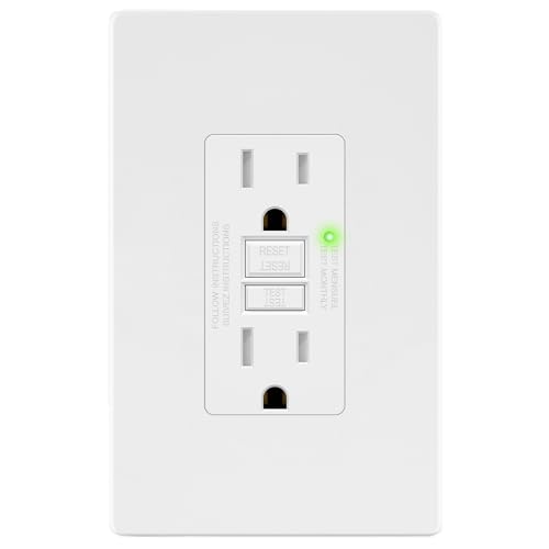 Image of LIDER GFCI Outlet 15Amp, GFCI Receptacle, ETL Listed, Matte White | Tamper-Resistant, Ground Fault Protection, LED Indicator, No-False-Trip Performance, Screwless Wall Plate, Anti-Interference
