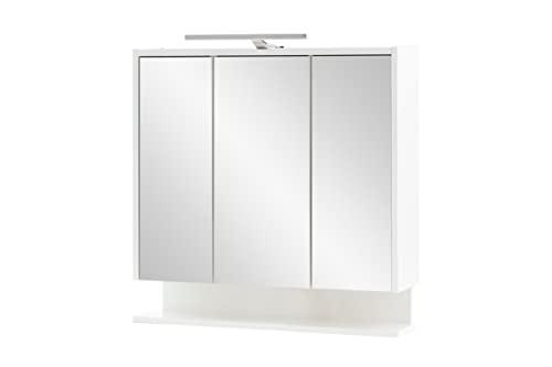 Schildmeyer Spiegelschrank Carlos 149541, Holzwerkstoff, weiß, 65 cm mit Regal