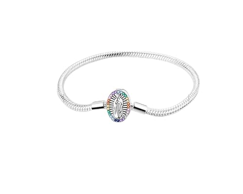 Pulseira de Medalha Nossa Senhora - Banhada a Prata - Religiosa - pulseira feminina, presente femini