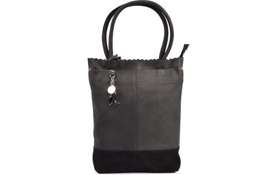 Sac schoudertas zwart femme grand format cuir et daim