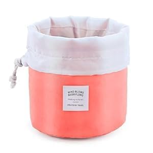 Latest Toiletry Bucket Barrel Shaped Cosmetic Bag | Travel Case Round Makeup Pouch for Girls and Women - Assorted Color-image-9