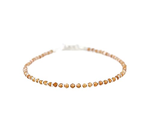 Bracelet de luxe en grenade hessonite 2mm LKBEADS avec finition argentée soignée