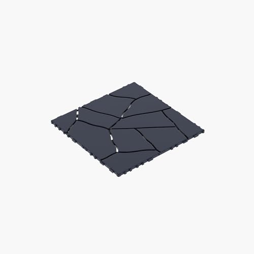 Durable Interlocking Plastic Tiles -44 Pieces, Suitable for All Climate terraces, garages, and Garden Flooring - Dark Grey, with Anti Fading Coating