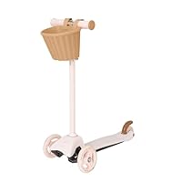 EVO Mini Cruiser Pink Scooter With Toy Basket For Kids | Kids Push With Adjustable Height Handles | Childrens Balance 3-Wheeled Scooter | Kick Aged 2-7