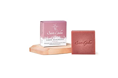 Jabón Facial Ecológico 120g - Santa Gadea | Con Rosa Mosqueta y Leche de Cabra | Regenerador, Hidratante y Antienvejecimiento