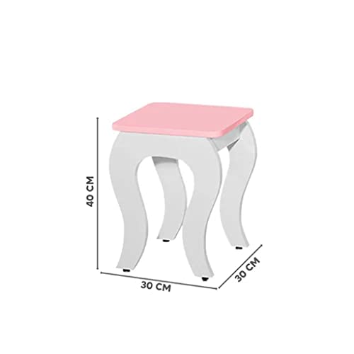 Penteadeira Infantil com Espelho e Banqueta Branco/Rosa