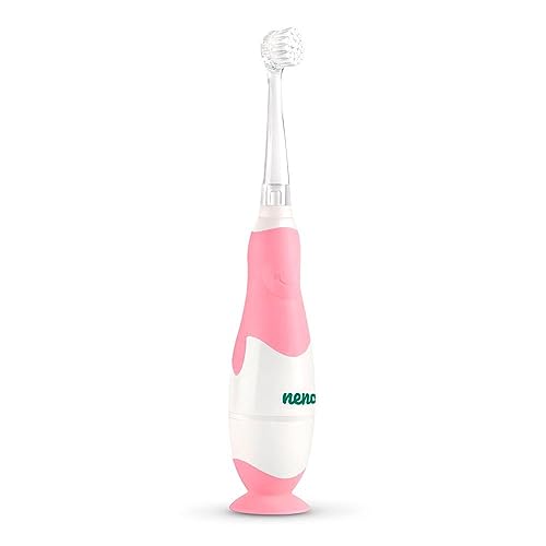 Neno® DENTI Rosa, Elektrische Zahnbürste für Kinder 3m-36m, Wasserdicht, 3 Massagekopfs, IPX7, LED, PFLEGE, Zarte Vibrationen 17000 pro Minute