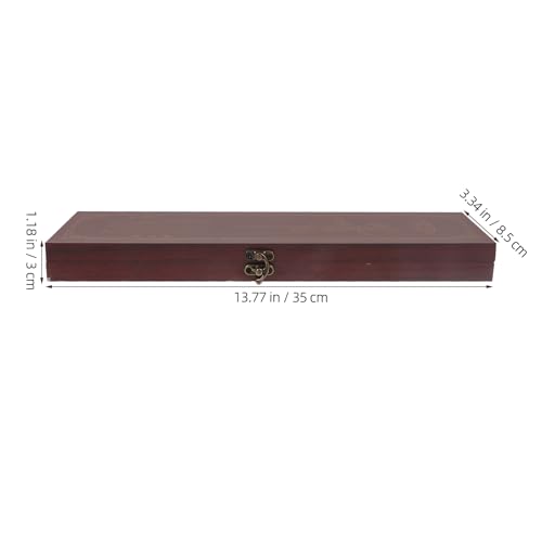 Image of TEHAUX Calligraphy Brush Gift Box Wooden Storage Case with Lid for Chinese Calligraphy Brushes Art Supplies Organizer 13.77X3.34X1.18In