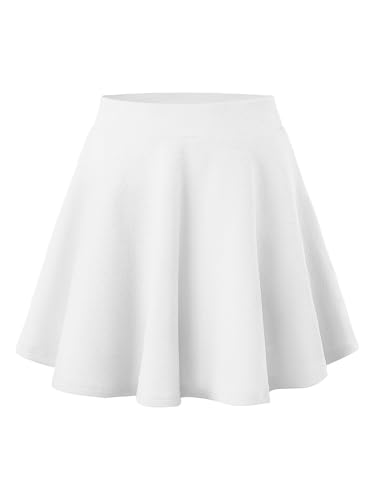 Hvididan White Skirt for Girls Girls Uniform Pleated Skirts School Flare Mini Skater Skirts for Kids Girls Size 7-8
