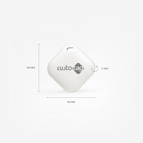 Image of CustoTag Item Finder for iOS 2 Pack | Compatible with Find My | Loud 90dB Alert | Item Sharing | 1 Year Battery | Free Case | Locate Keys, Luggage, Pets, Valuables | No SIM Needed (White)