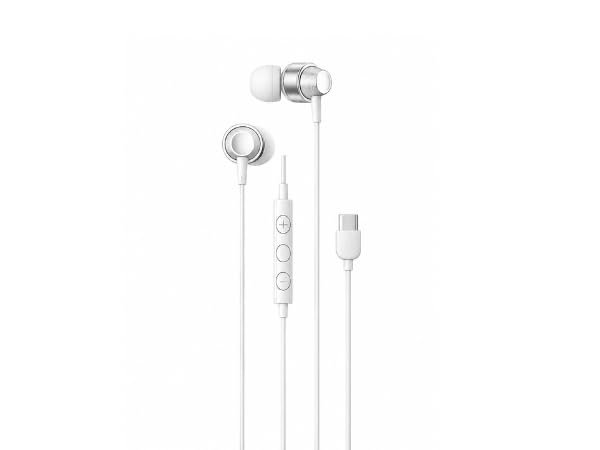 wired type c earphone compatible with redmi, nokia, samsung, realme with built-in microphone for clear calls, and noise isolation for immersive audio (white)