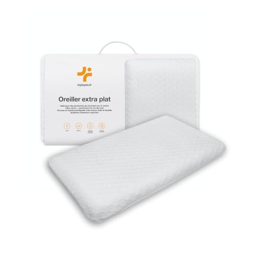 Inphysio&reg; Oreiller Extra Plat - Oreiller M&eacute;moire de Forme Hypoallerg&eacute;nique - Oreiller Ergonomique...