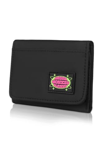 Image of URBAN MONKEY Trifold Wallet Unisex 100% Polyster Black Zipped Pocket for Coins, Cash etc 6 Quick Access Card Silicon Patch Comes Velcro Closure 100% Vegan