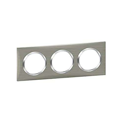 Legrand - Plaque carrée dooxie 3 postes finition effet inox brossé avec bague effet chrome