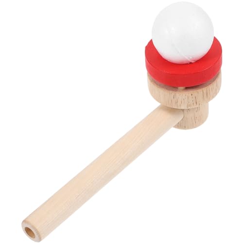 Hemobllo Juguete de Madera para Bola Flotante con Soplador Divertido de Equilibrio y Respiración para Desarrollo Motriz y Coordinación Regalo Educativo Seguro para Adelante