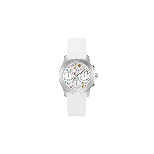 GUESS Reloj multifunción de Cristal de Color Plateado y Blanco, Plata, One, GW0560L1-AMZUK