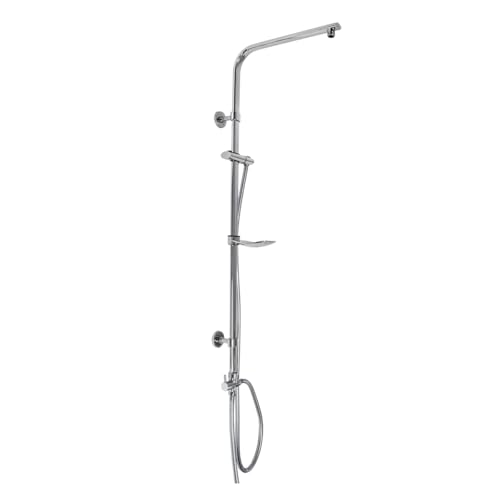 ECD Germany Columna para Ducha de Lluvia, Cromada Ovalada, Barra sin Cabezal Sistema de Recambio o Complemento con Altura Regulable para Montaje en Pared, Inlcuye 2x Flexo, Soporte y Jabonera