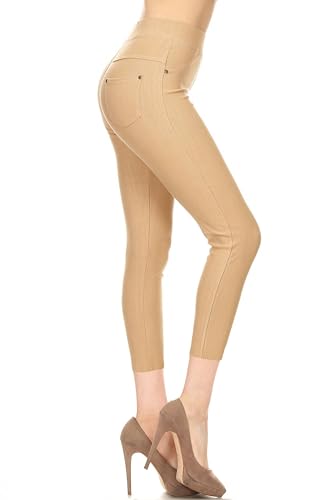 Image of Leggings Depot Women's Cotton Blend Stretch Pull-on Jeggings Casual Pants with Pockets (Available in Plus Size)
