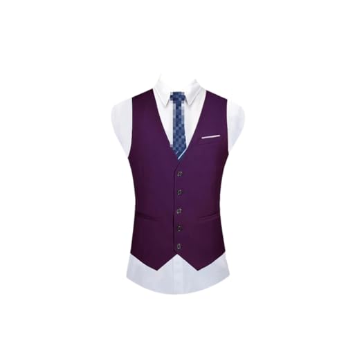 Kiioouu Men Formal Solid Color Business Office Suit Vest Groom Wedding Dress Party Male Waistcoat