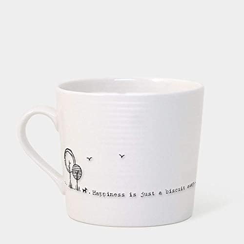 East of India Wobbly Design Porcelain Mug - Happiness is Just a Biscuit Away